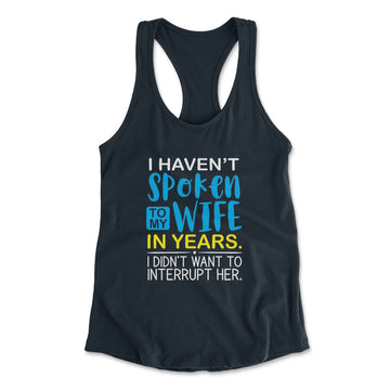 My Wife Knows Everything Womens Racerback Tank in Midnight Navy color